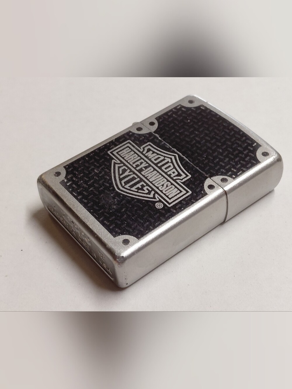 Harley-Davidson *Zippo Black & Silver Satin Chrome Logo Windproof Lighter 2012